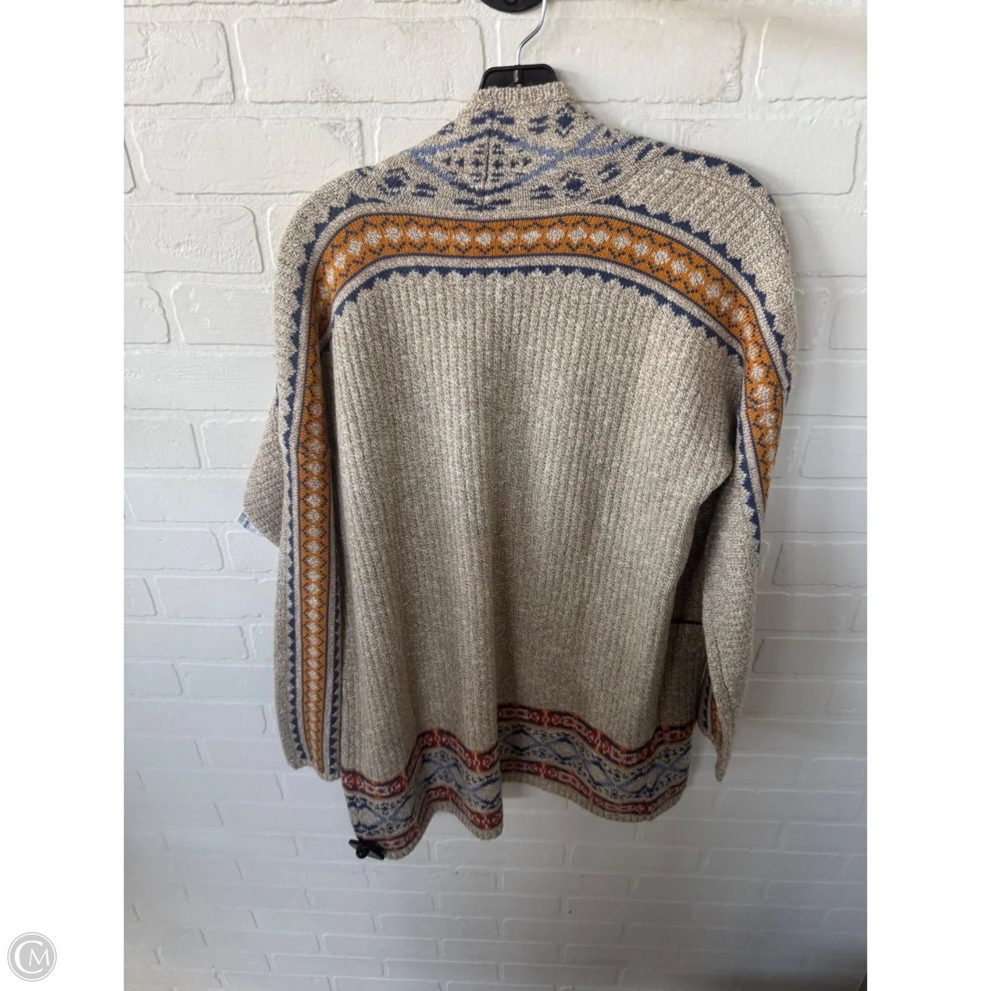 Sweater Cardigan By Lucky Brand In Blue & Tan, Size: M