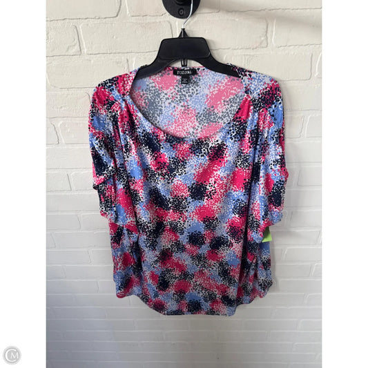 Top Short Sleeve By Roz And Ali In Blue & Pink, Size: 2x