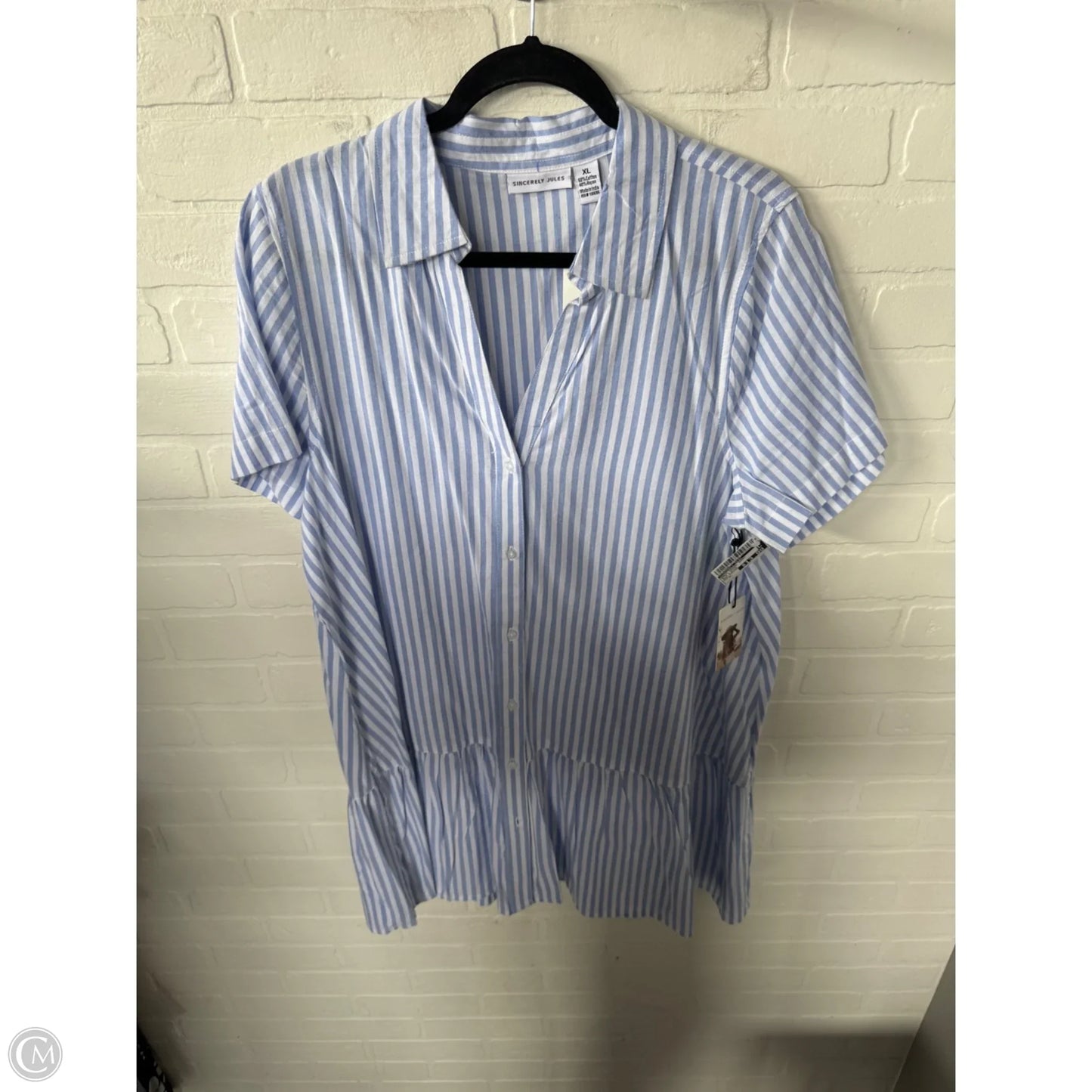 Dress Casual Short By Sincerely Jules In Blue & White, Size: Xl