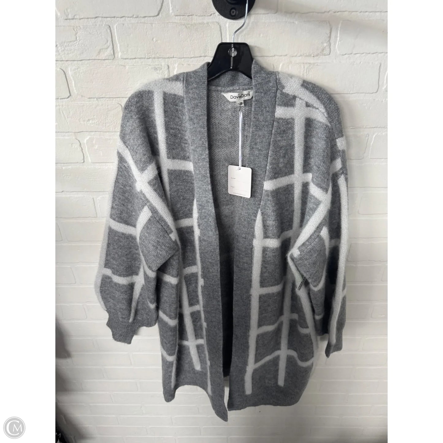 Sweater Cardigan By Davi & Dani In Grey & White, Size: L