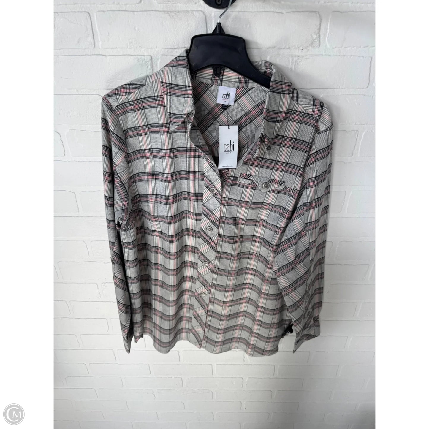 Top Long Sleeve By Cabi In Black & White, Size: M