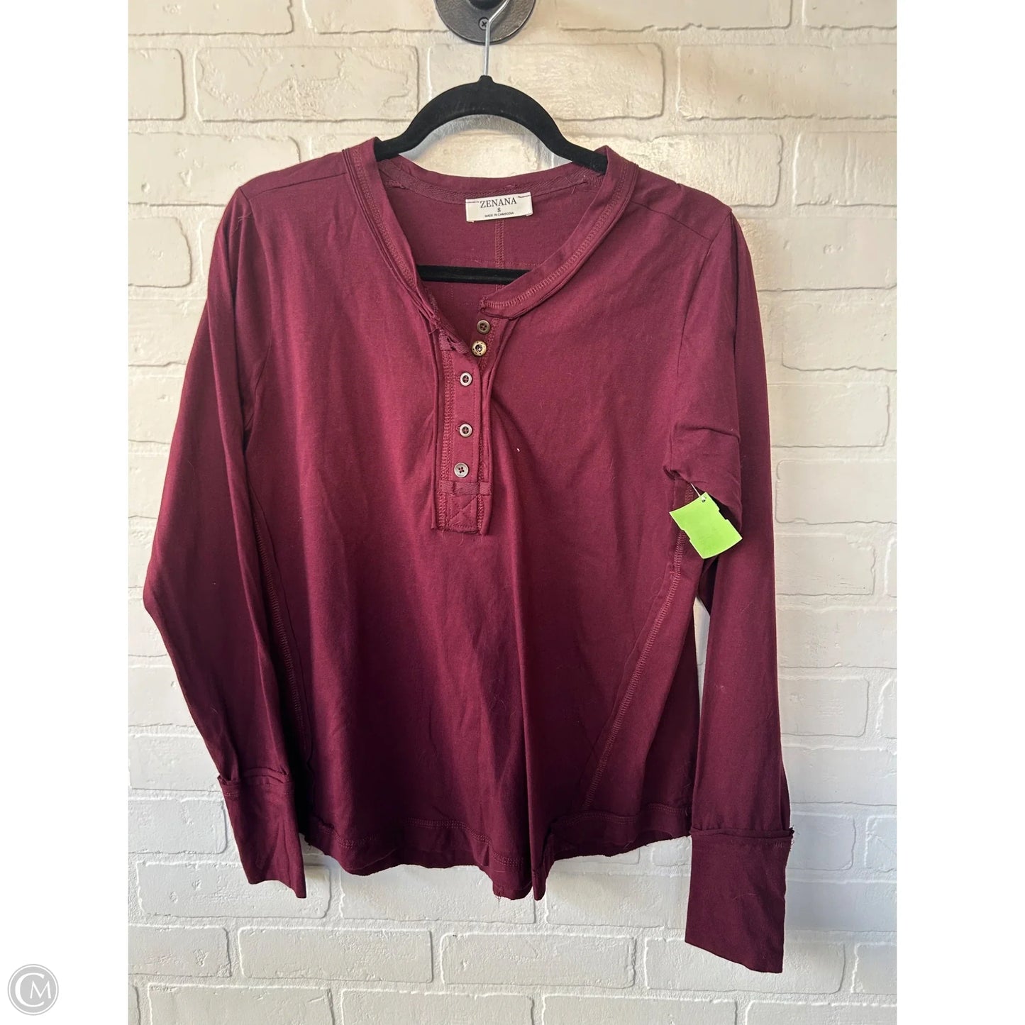 Top Long Sleeve By Zenana In Red, Size: S
