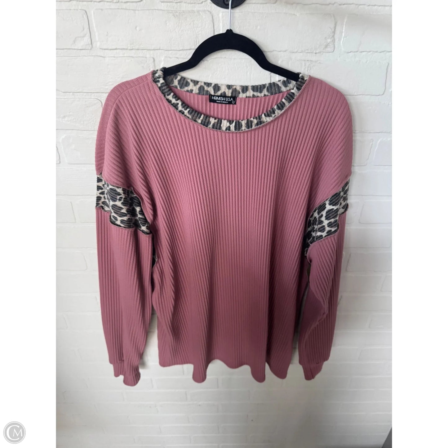 Top Long Sleeve By Heimish Usa In Pink, Size: L
