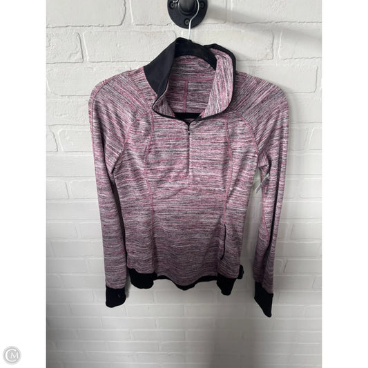 Athletic Top Long Sleeve Collar By Lululemon In Black & Pink, Size: S