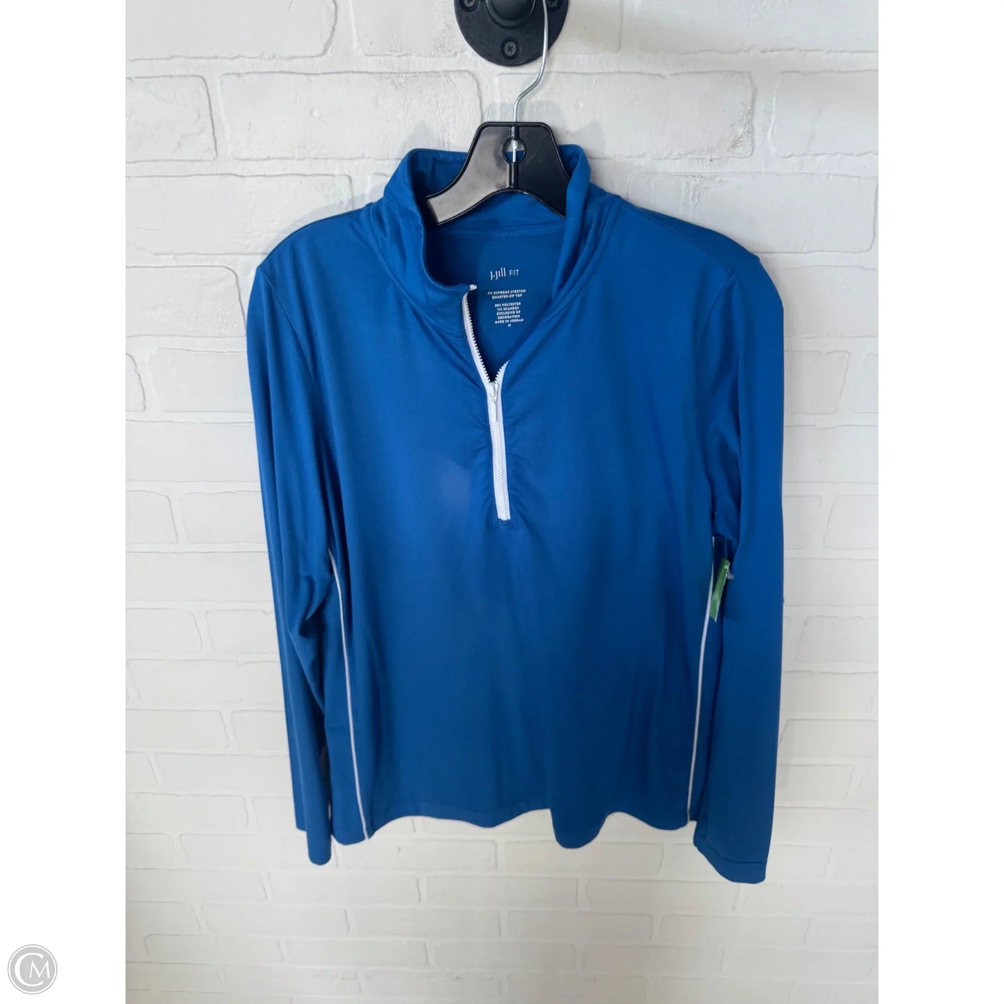 Athletic Top Long Sleeve Collar By J. Jill In Blue & White, Size: M