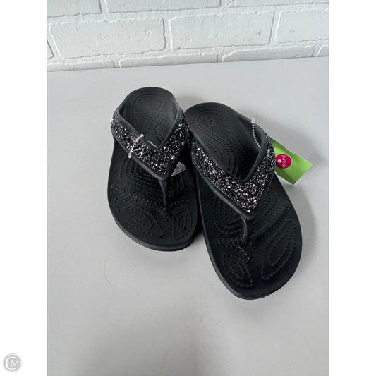 Sandals Flip Flops By Crocs In Black, Size: 7