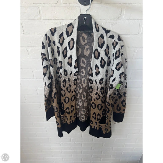 Sweater Cardigan By Ann Taylor In Black & Gold, Size: M