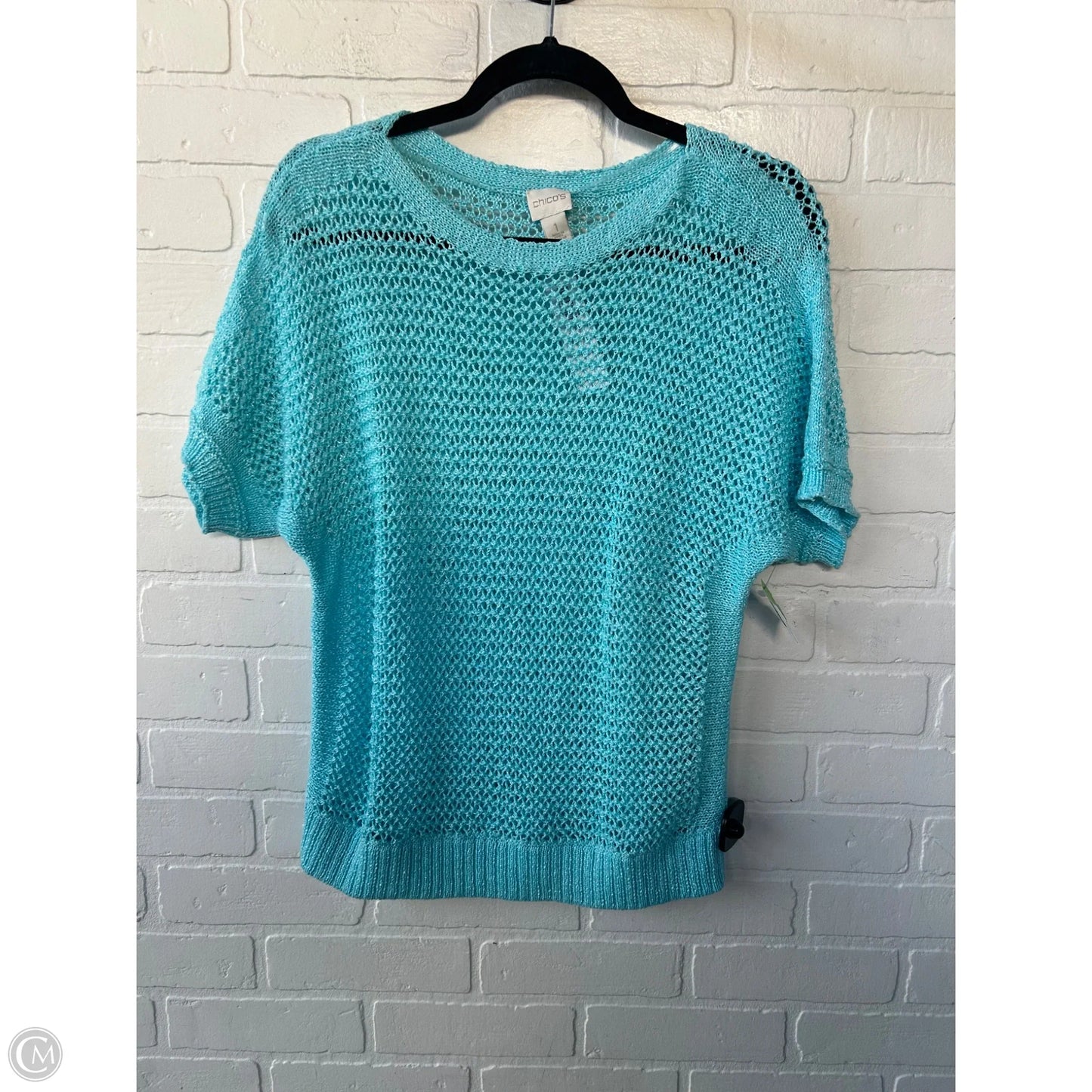 Sweater Short Sleeve By Chicos In Blue, Size: M
