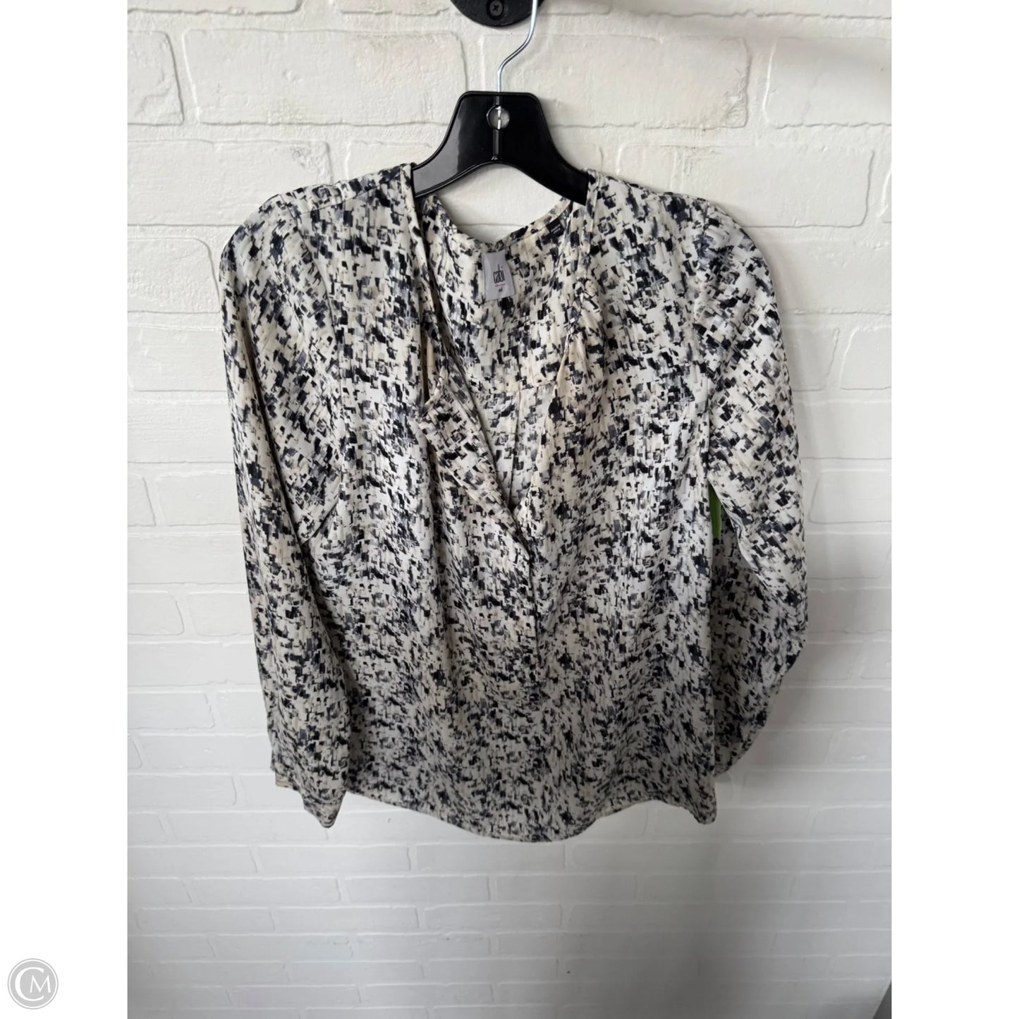 Top Long Sleeve By Cabi In Black & Cream, Size: M
