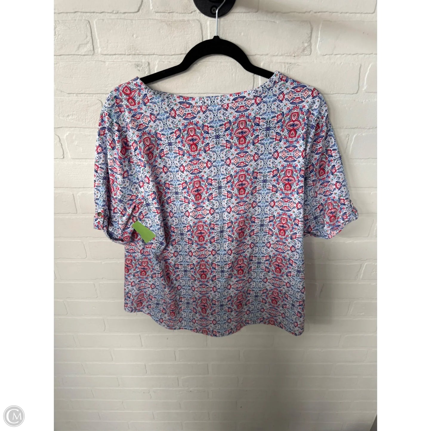 Top Short Sleeve By Croft And Barrow In Blue & White, Size: Xl