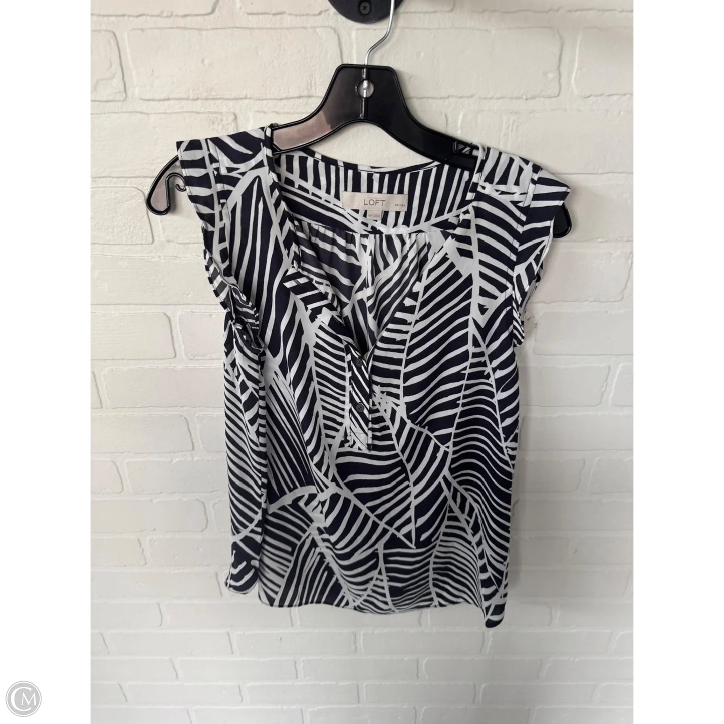 Top Sleeveless By Loft In Black & White, Size: Mp