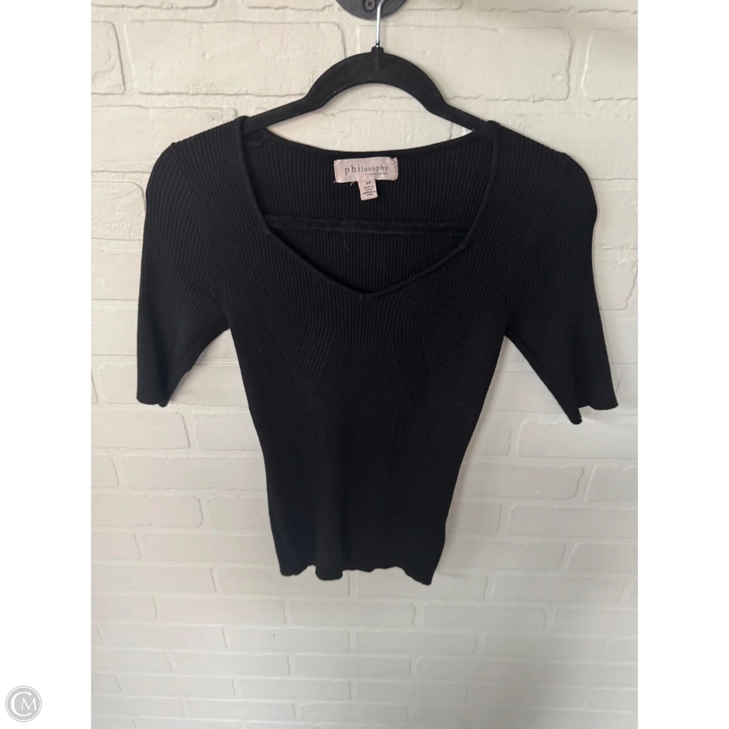Sweater Short Sleeve By Philosophy In Black, Size: S