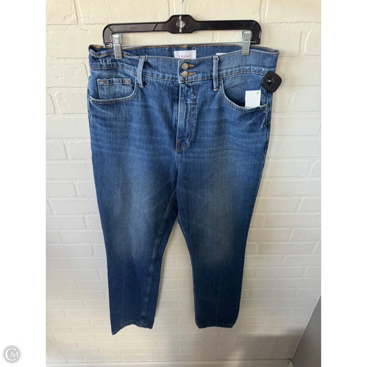 Jeans Straight By Frame In Blue Denim, Size: 16