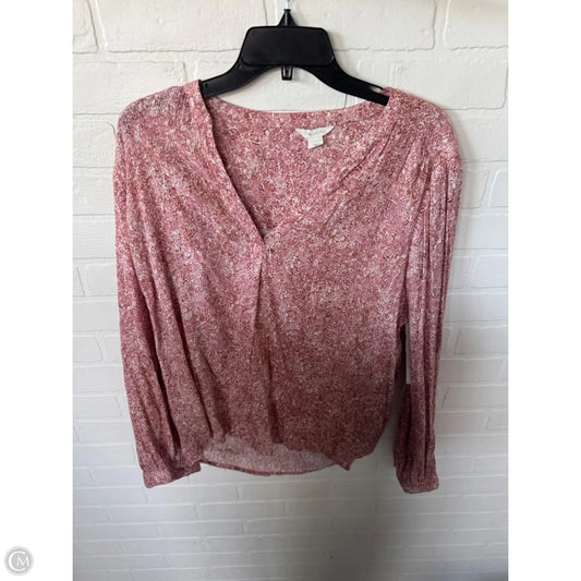Top Long Sleeve By Caslon In Pink, Size: L