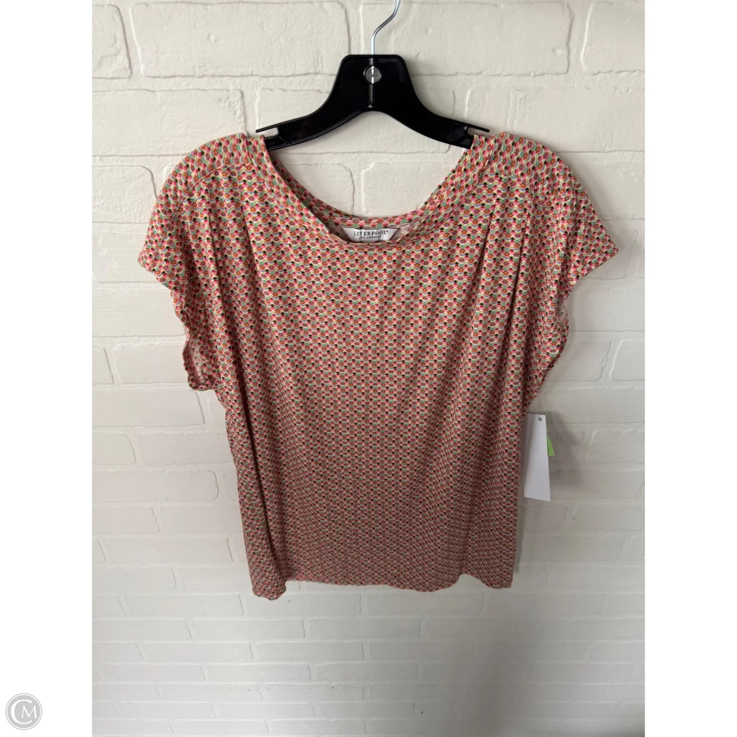 Top Short Sleeve By Liverpool In Green & Pink, Size: L