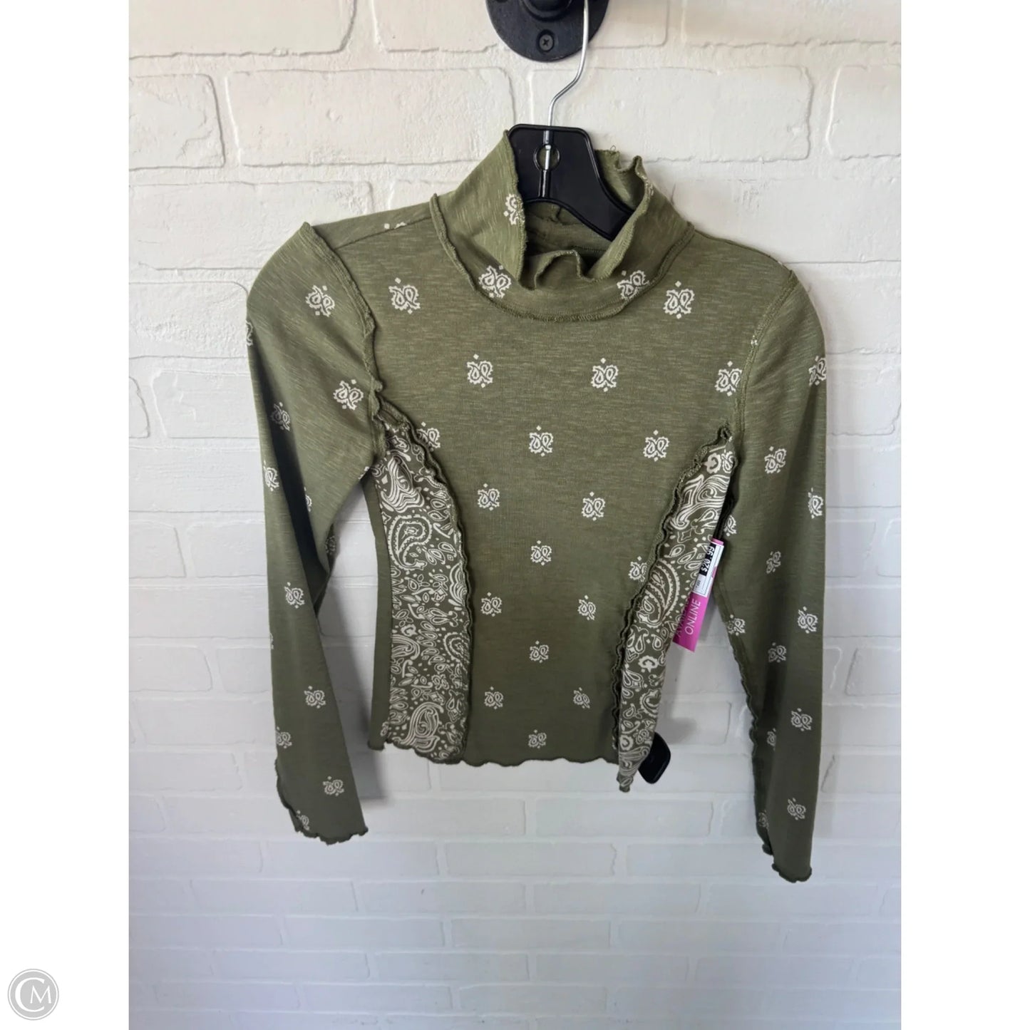 Top Long Sleeve By Pilcro In Green & White, Size: Xxs