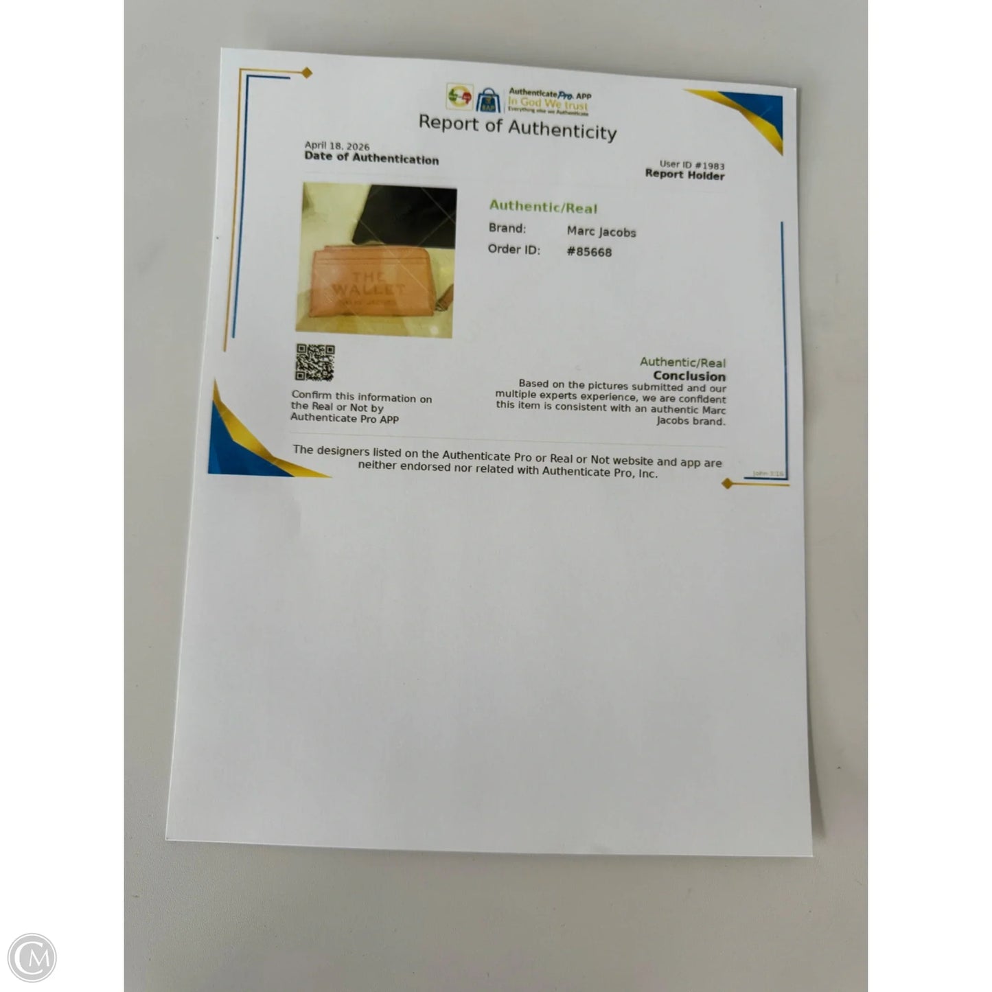 Wallet Luxury Designer By Marc Jacobs, Size: Small