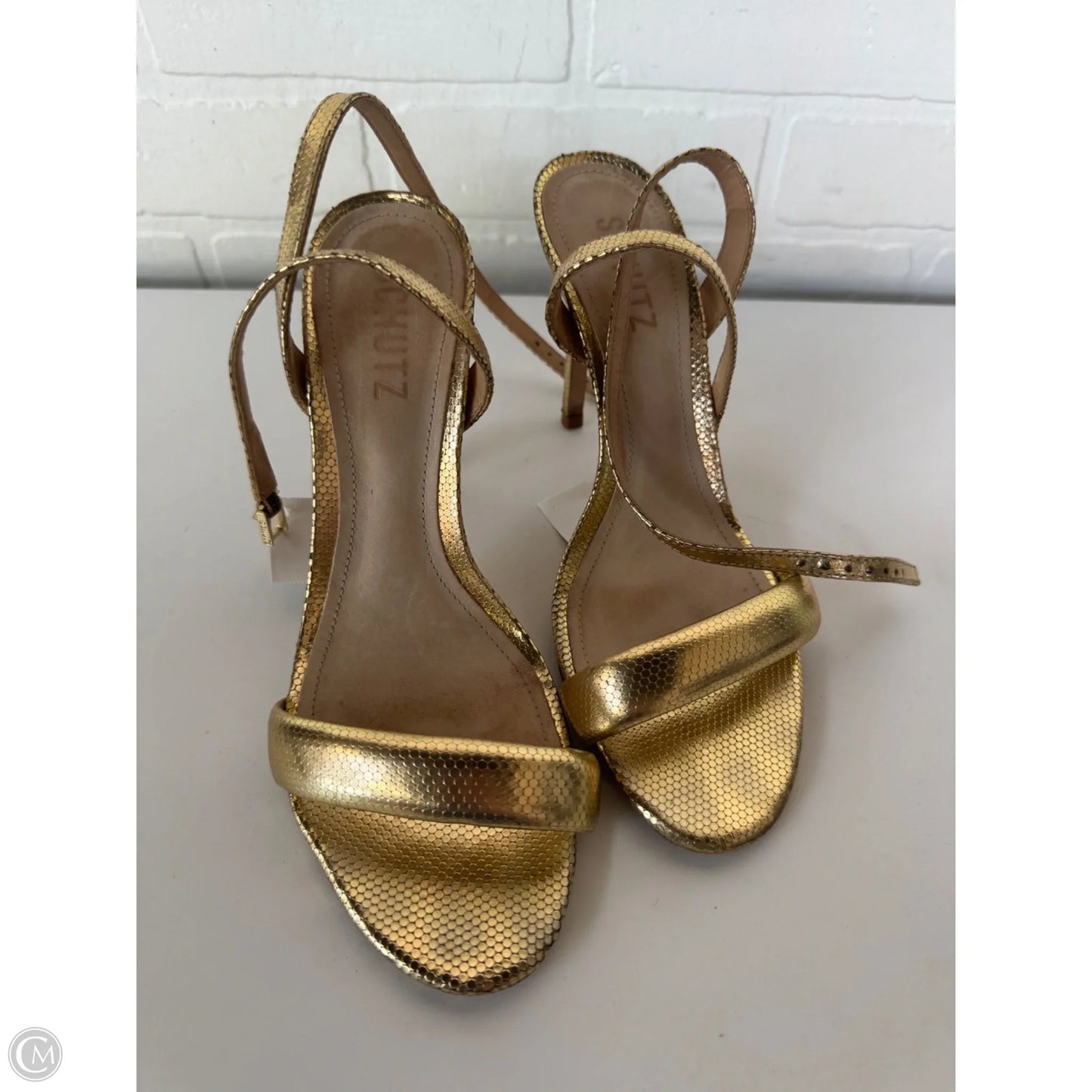 Sandals Heels Stiletto By Schutz In Gold, Size: 7.5