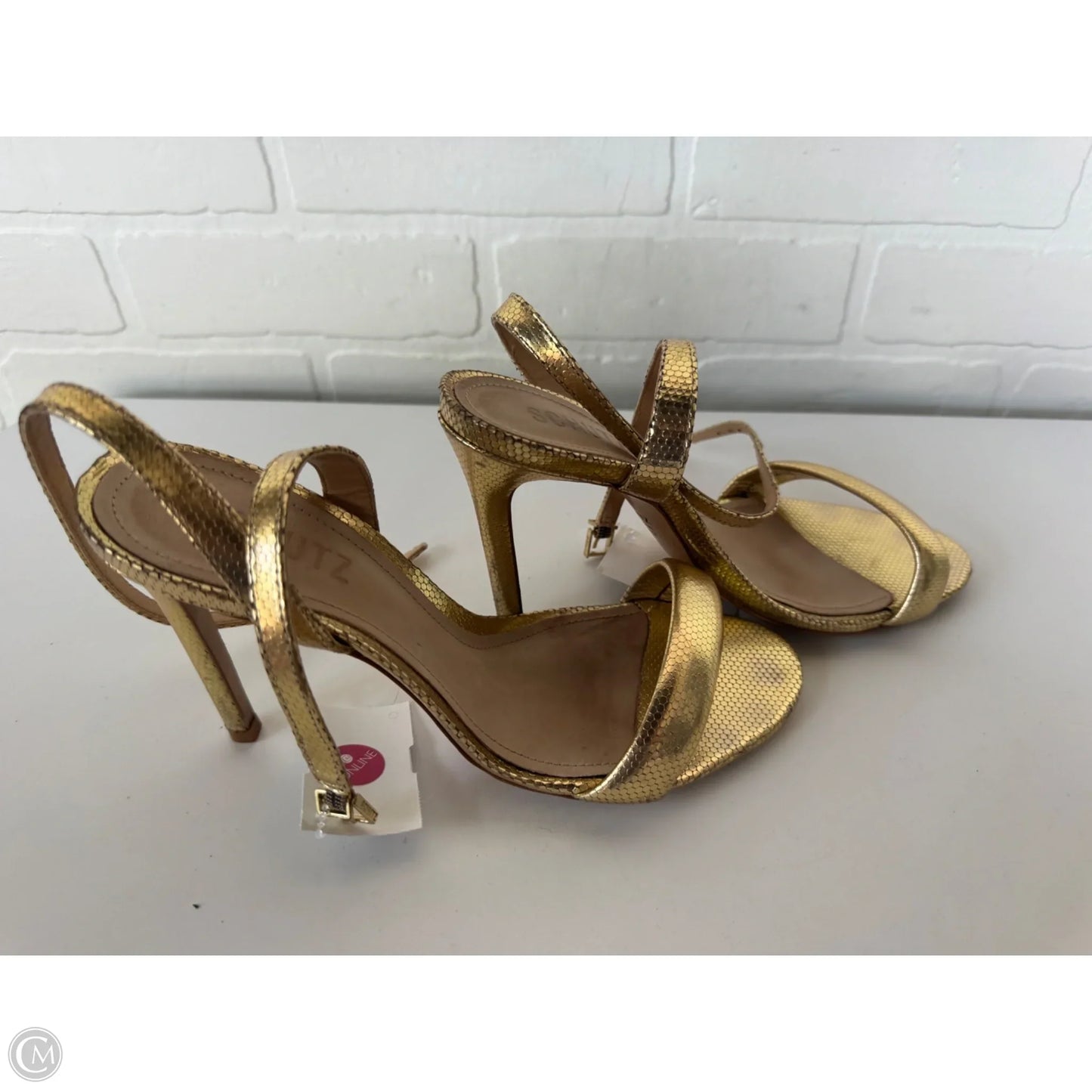 Sandals Heels Stiletto By Schutz In Gold, Size: 7.5