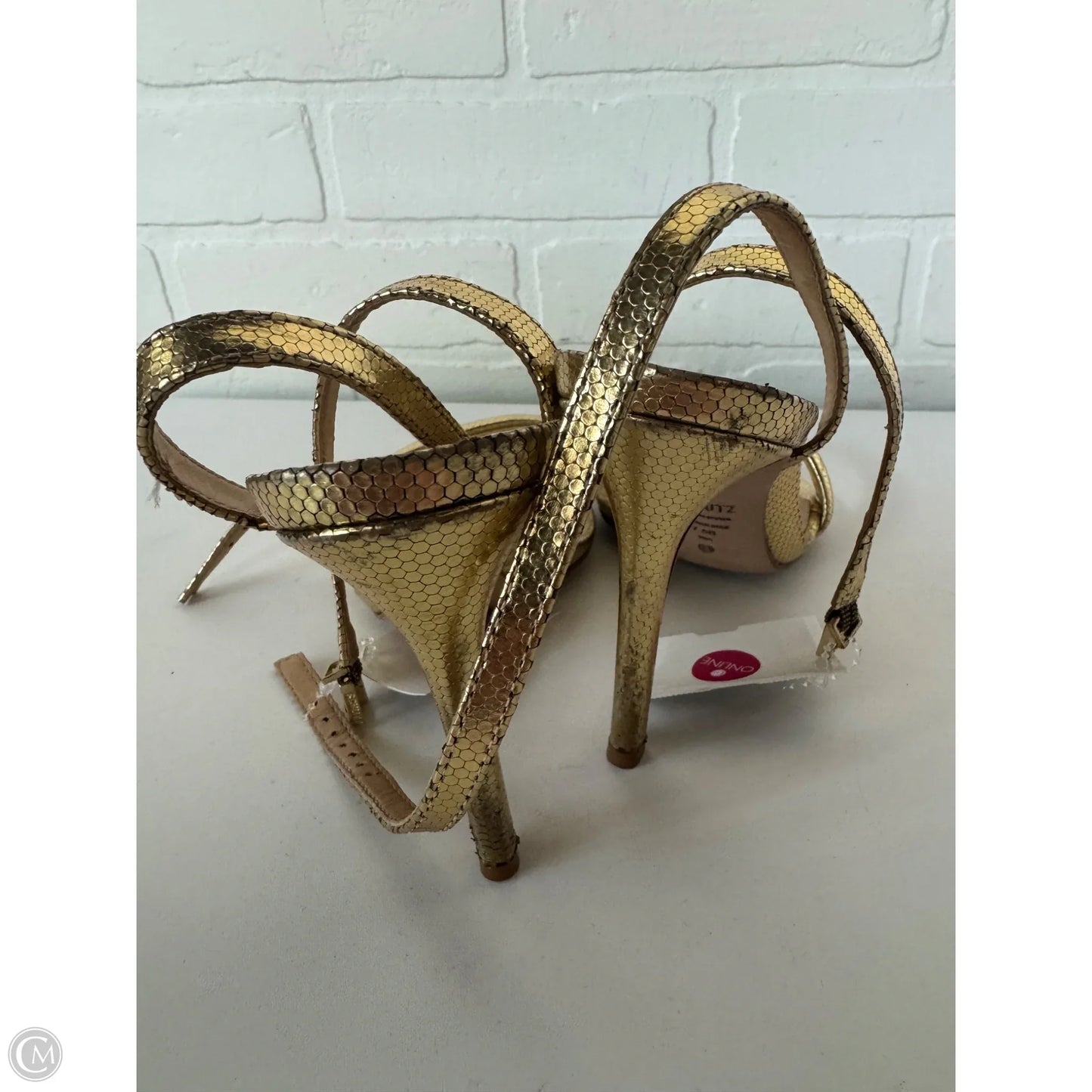 Sandals Heels Stiletto By Schutz In Gold, Size: 7.5