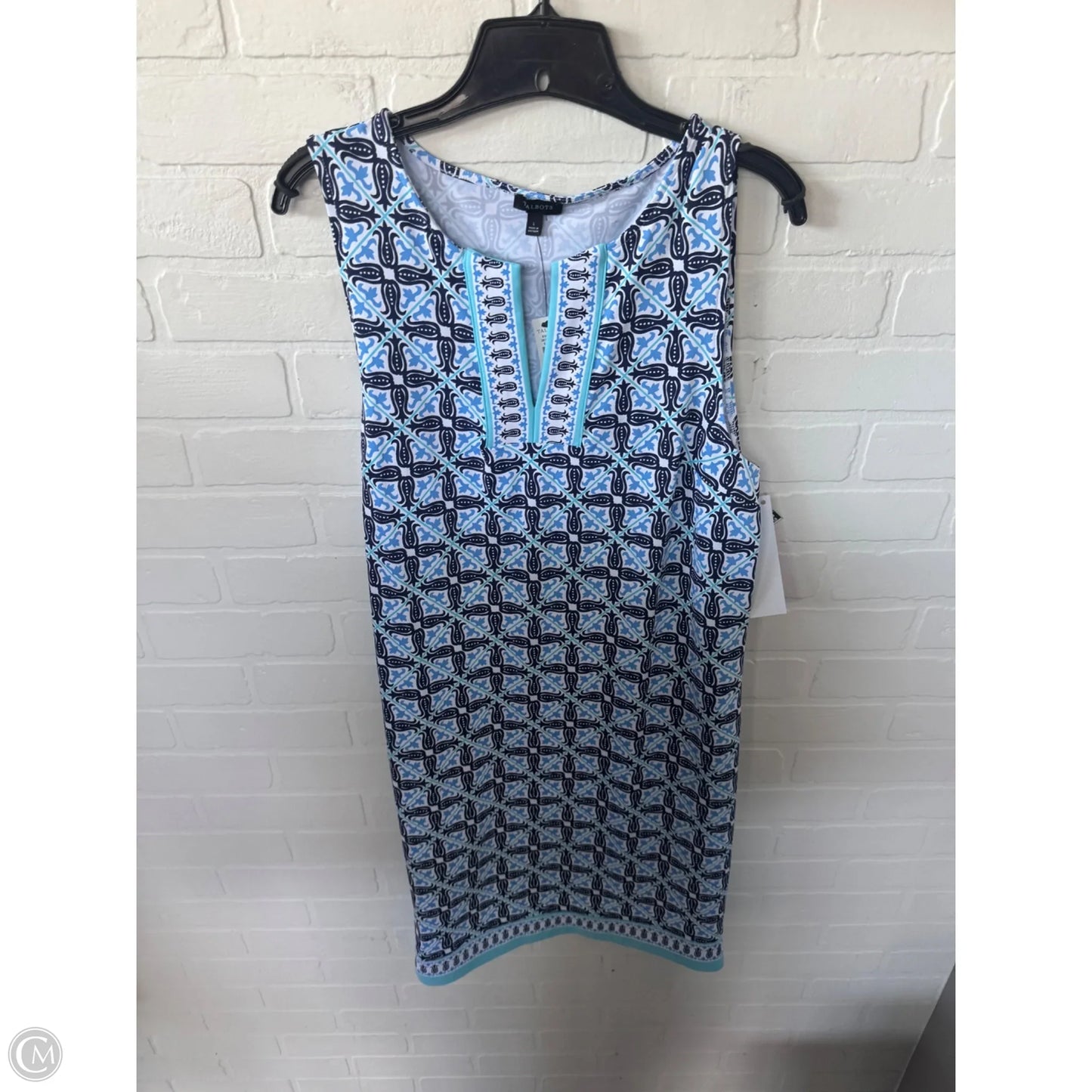 Dress Casual Midi By Talbots In Blue & White, Size: L