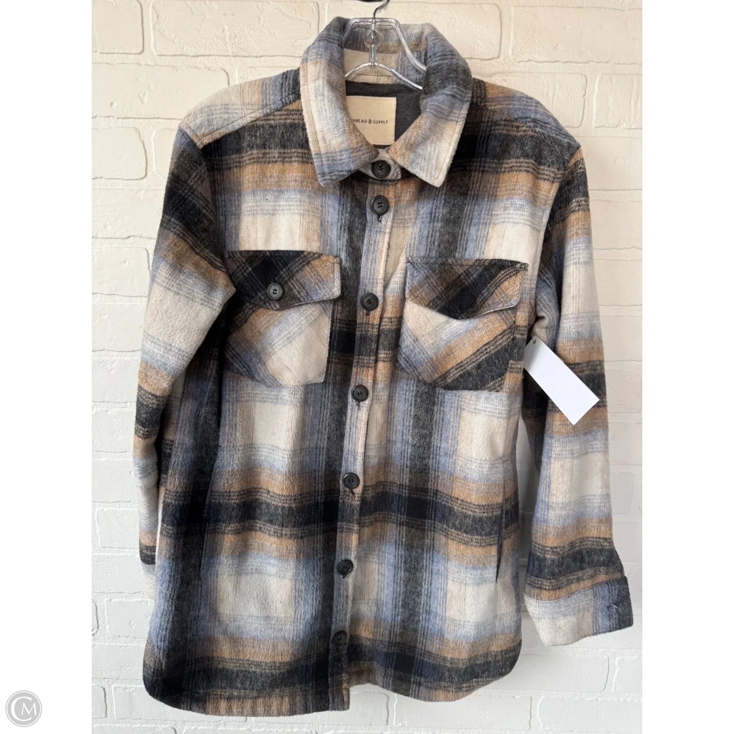 Jacket Shirt By Thread And Supply In Black & Cream, Size: Xs