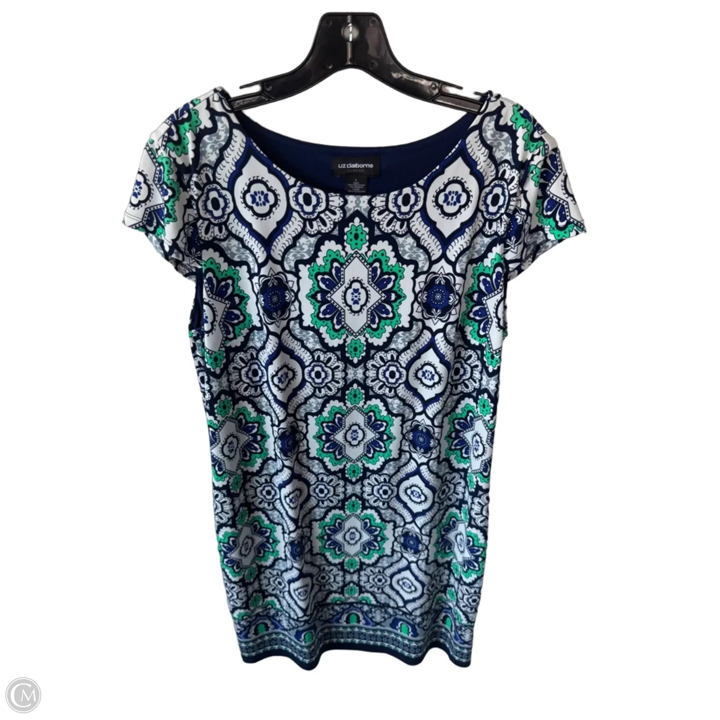 Dress Casual Midi By Liz Claiborne In Blue & White, Size: L