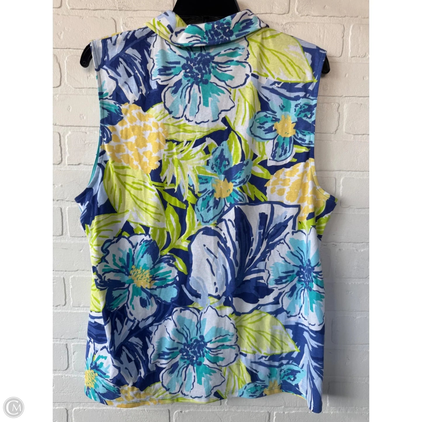 Top Sleeveless By Rafaella In Blue & Yellow, Size: Xxl