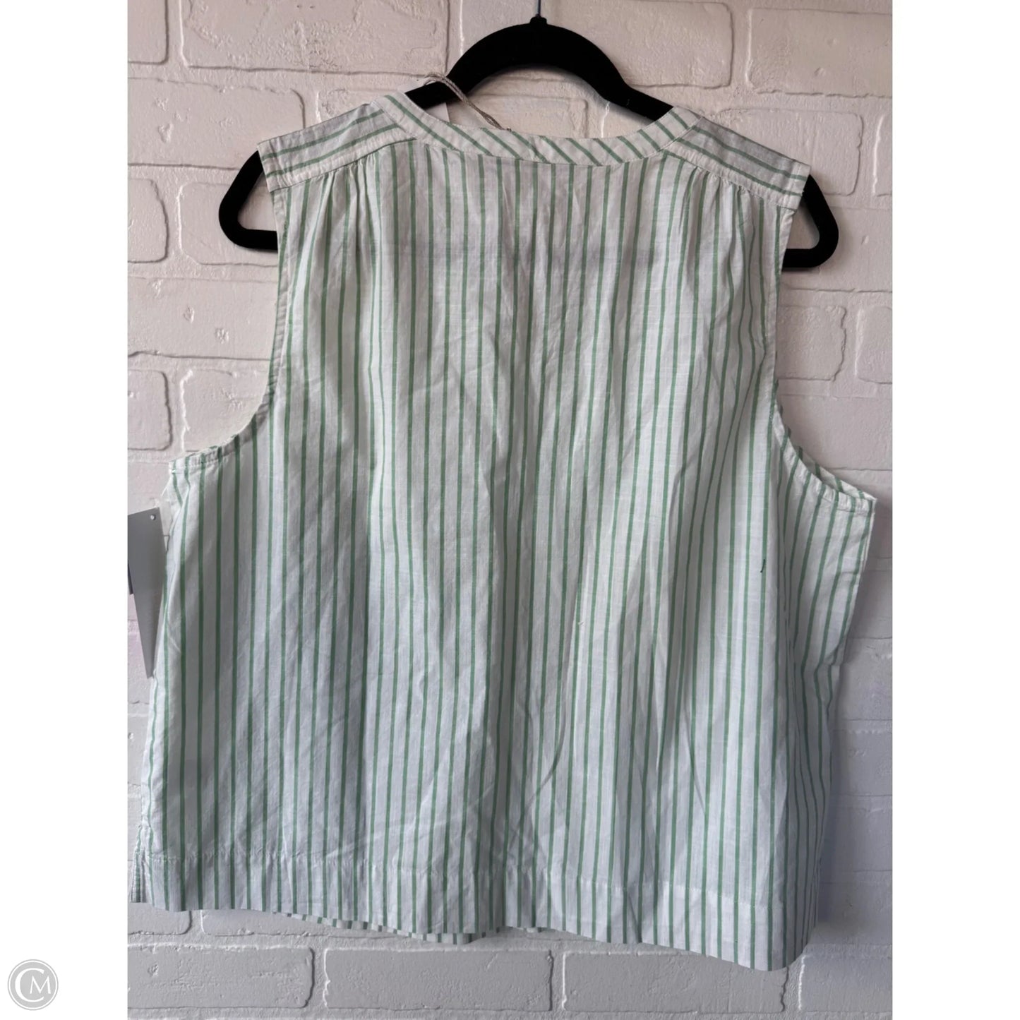 Top Sleeveless By Natural Reflections In Green & White, Size: L