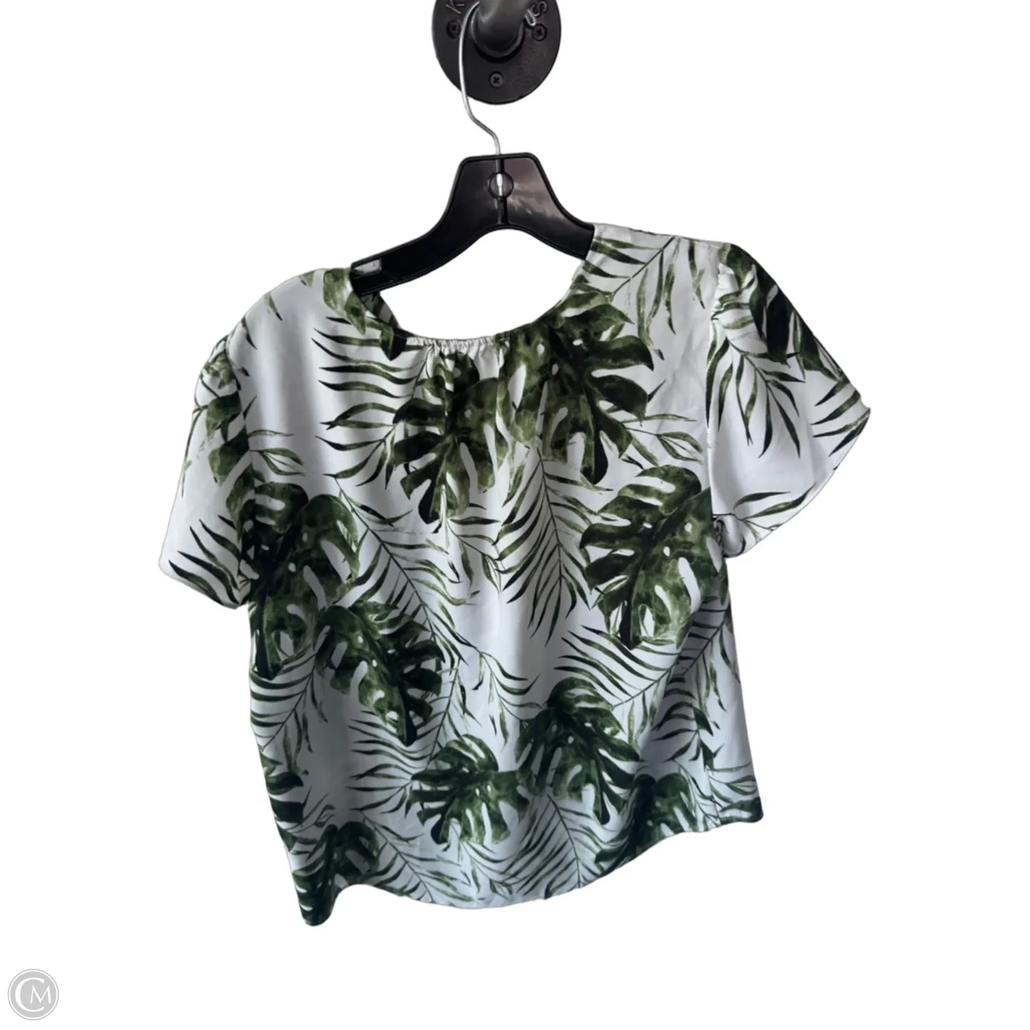 Top Short Sleeve By Hilary Radley In Green & White, Size: M