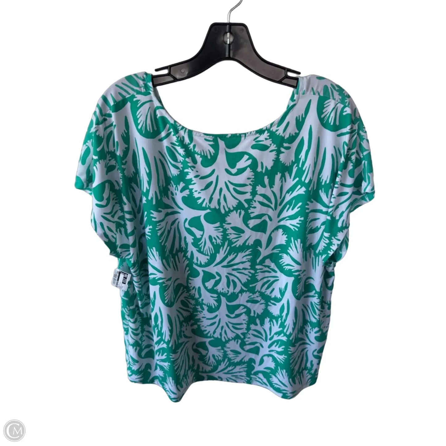 Top Short Sleeve By Ann Taylor In Green & White, Size: Xl