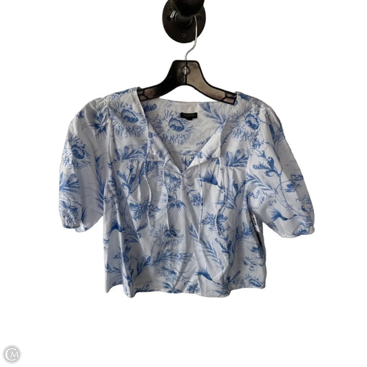 Top Short Sleeve By Talbots In Blue & White, Size: Mp