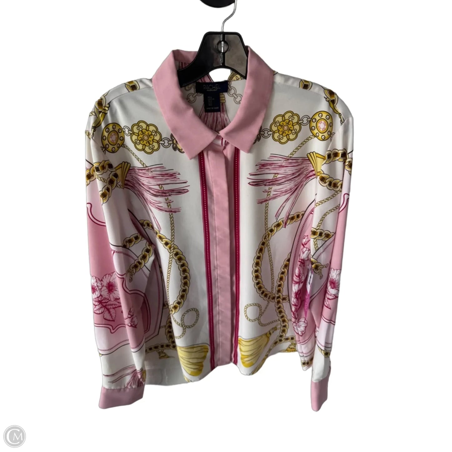 Top Long Sleeve By Rachel Roy In Pink & White, Size: L