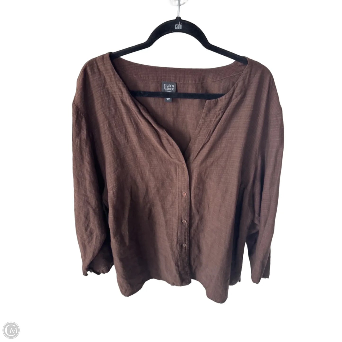 Top 3/4 Sleeve By Eileen Fisher In Brown, Size: 2x