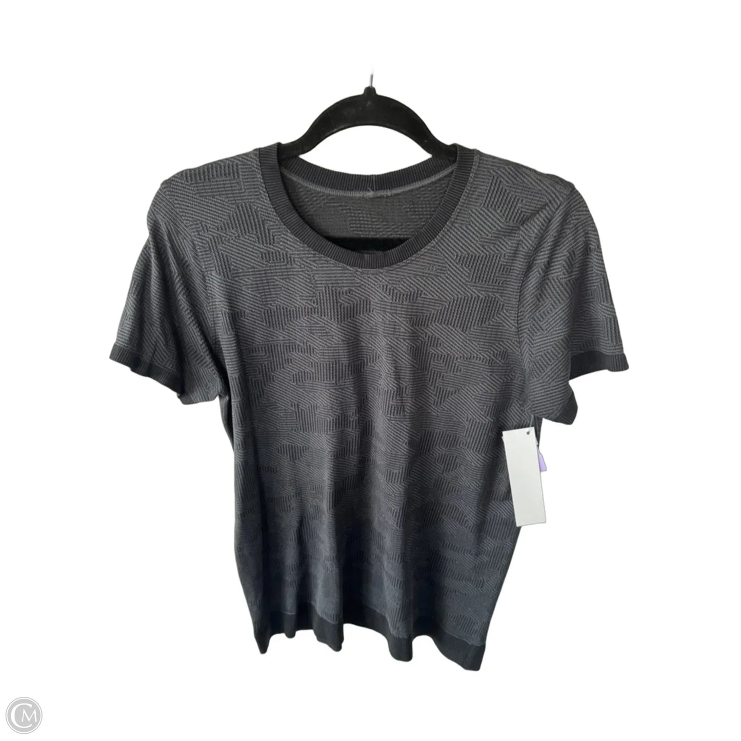 Athletic Top Short Sleeve By Lululemon In Black & Grey, Size: M
