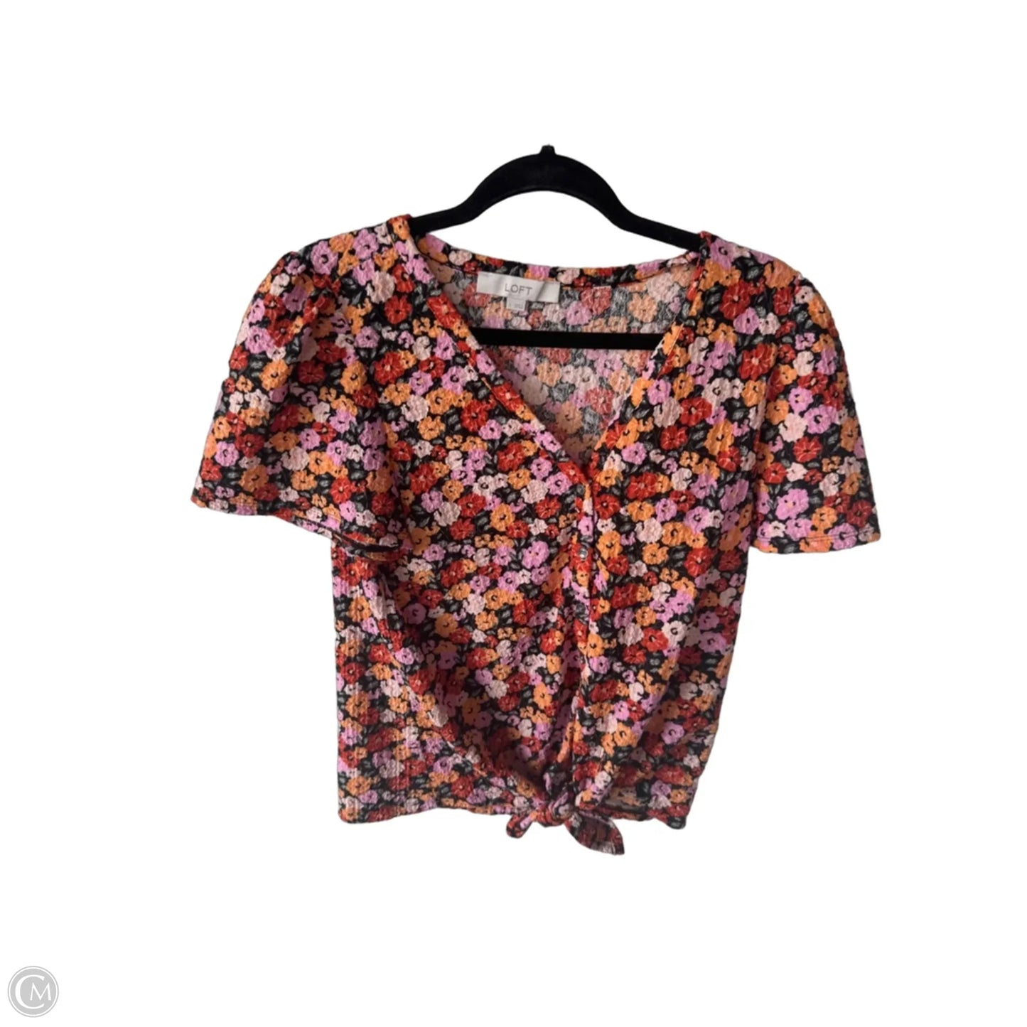 Top Short Sleeve By Loft In Orange & Pink, Size: S