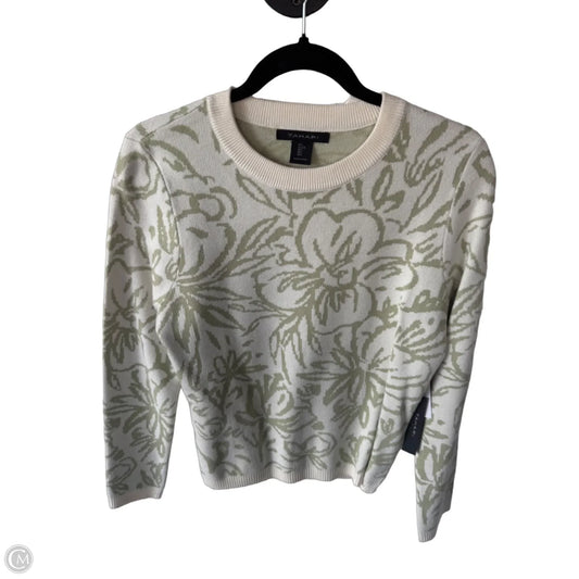Sweater By Tahari In Cream & Green, Size: L