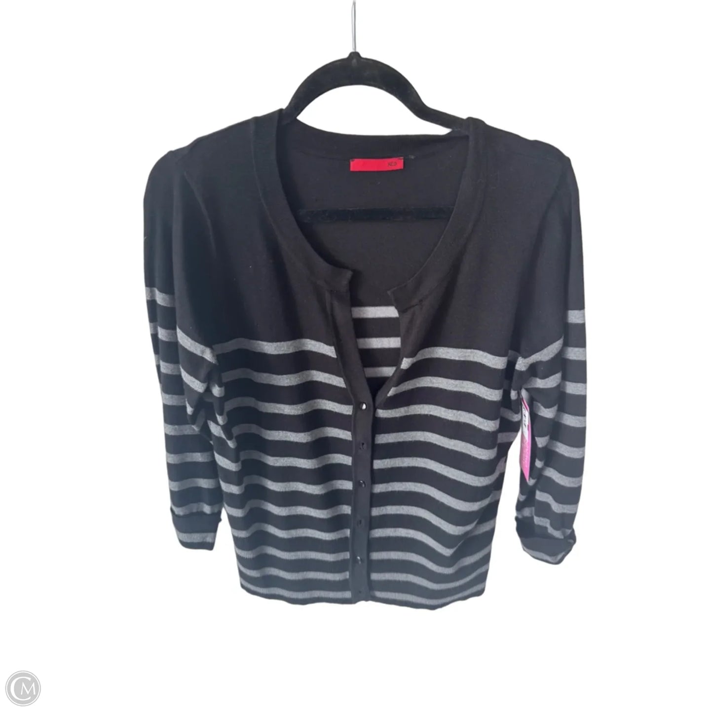 Sweater Cardigan By Red In Black & Grey, Size: L