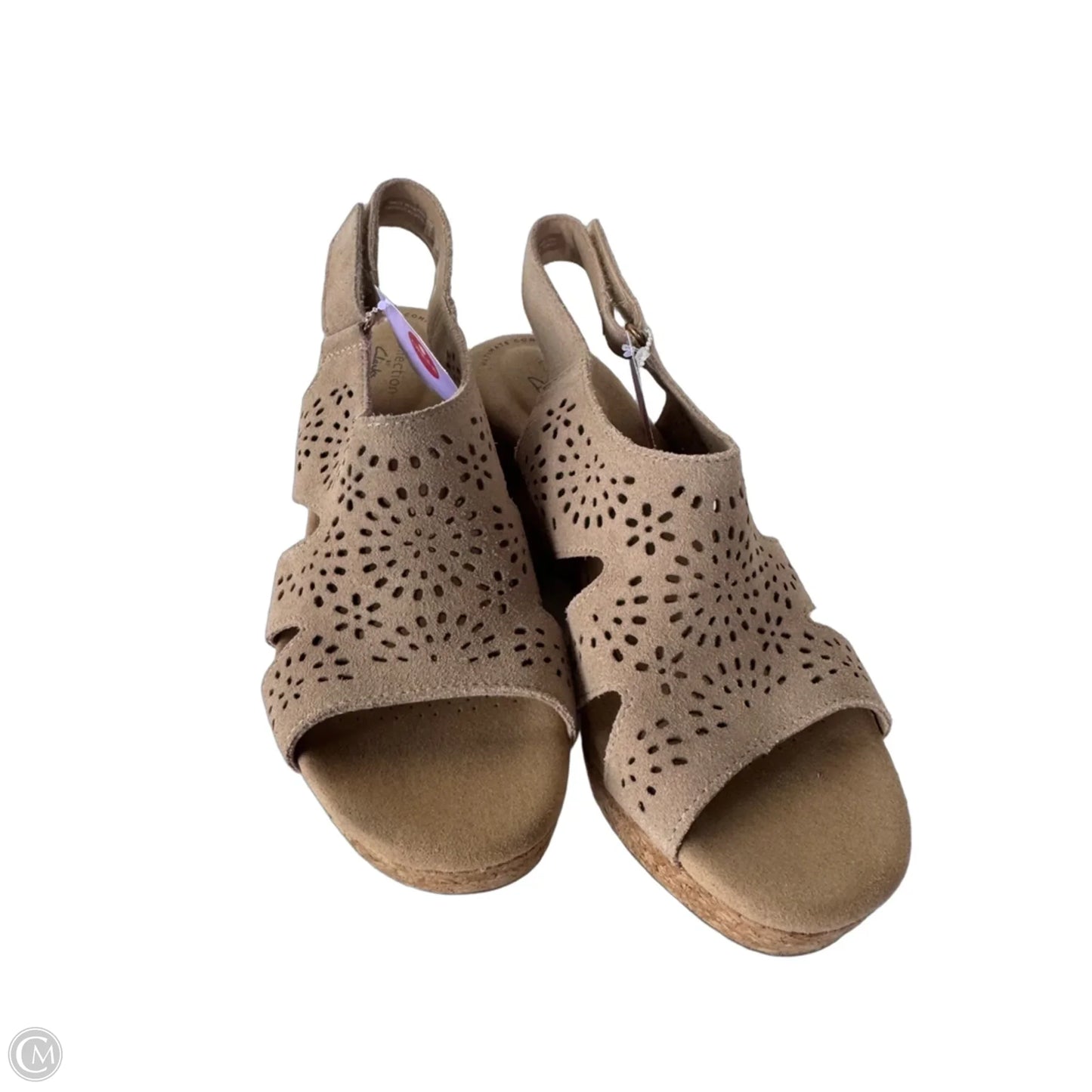 Sandals Heels Wedge By Clarks In Tan, Size: 7.5