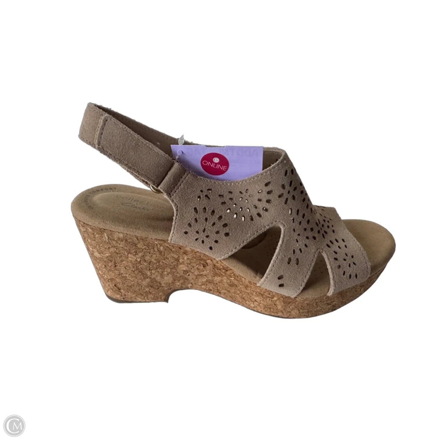 Sandals Heels Wedge By Clarks In Tan, Size: 7.5