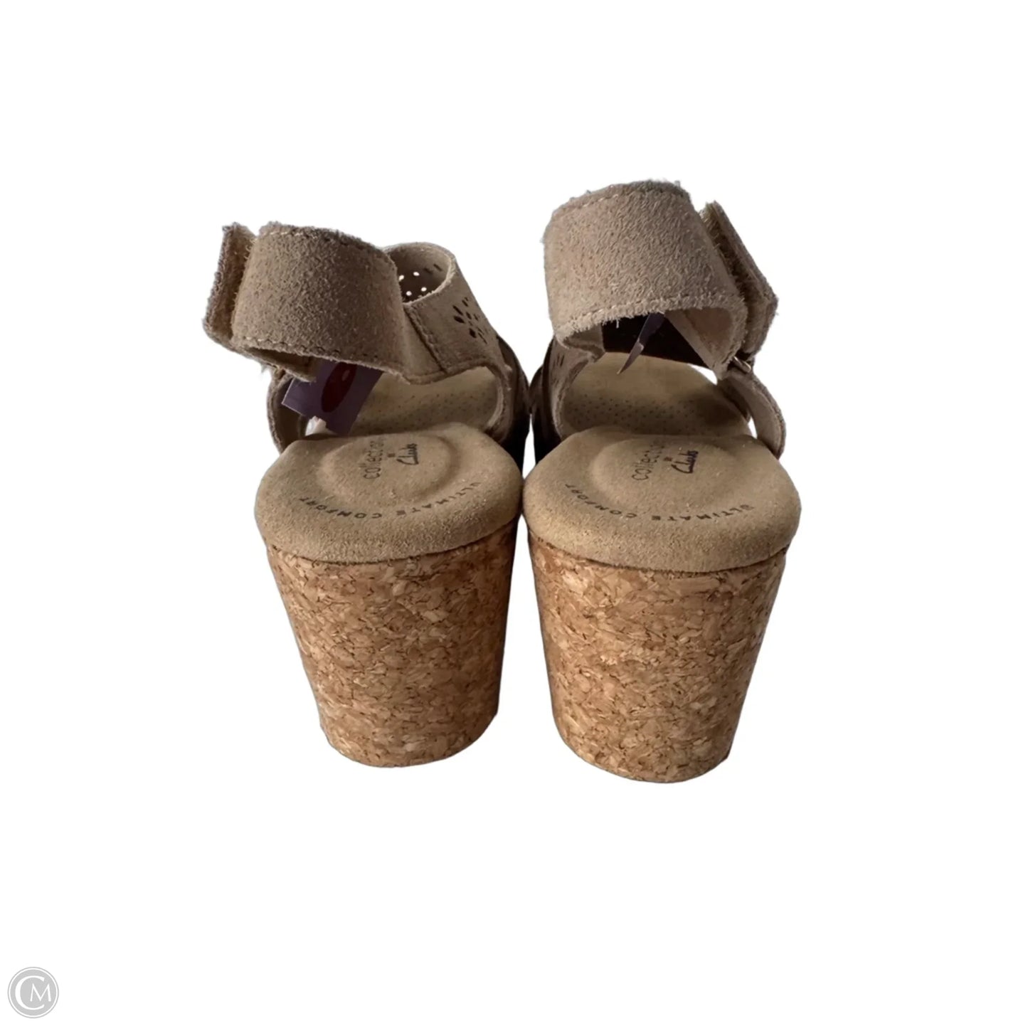 Sandals Heels Wedge By Clarks In Tan, Size: 7.5