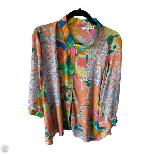 Top Long Sleeve By Rose And Olive In Blue & Orange, Size: 3x