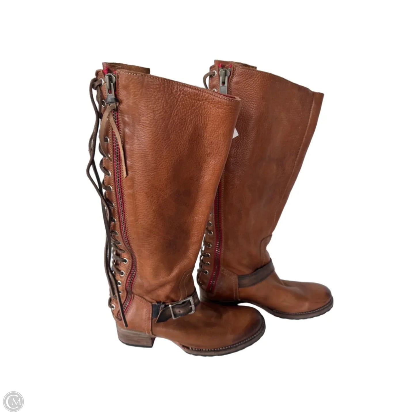 Boots Knee Heels By Freebird In Brown, Size: 8