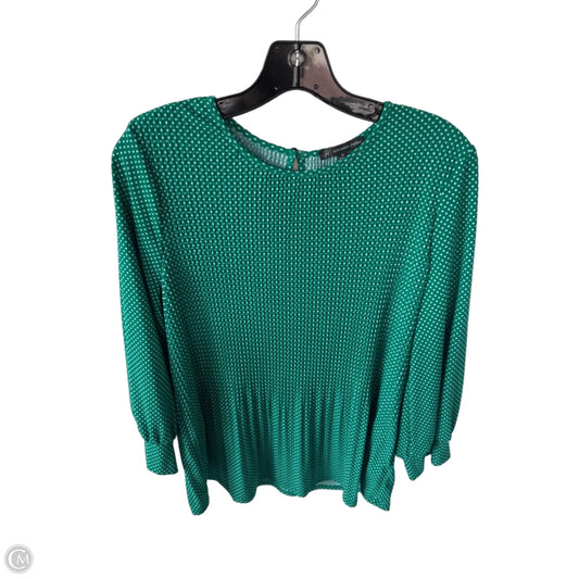 Top Long Sleeve By Adrianna Papell In Green & White, Size: M