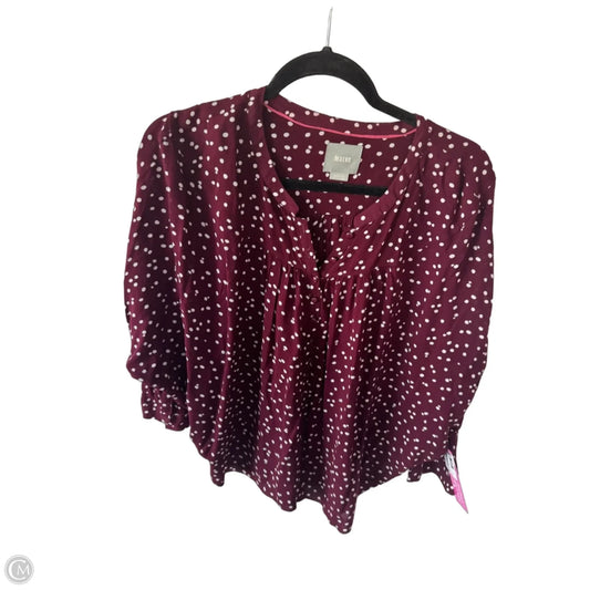 Top Long Sleeve By Maeve In Purple & White, Size: M