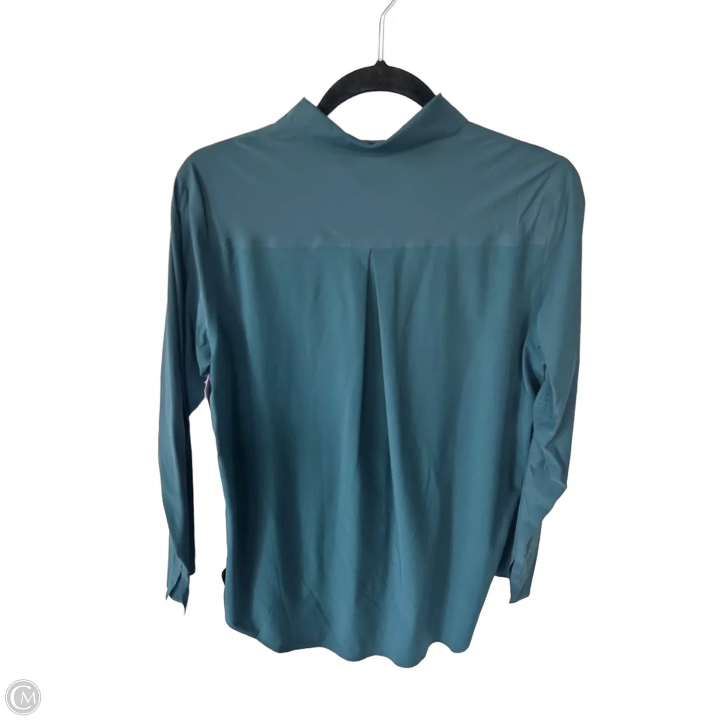 Athletic Top Long Sleeve Collar By Athleta In Teal, Size: S