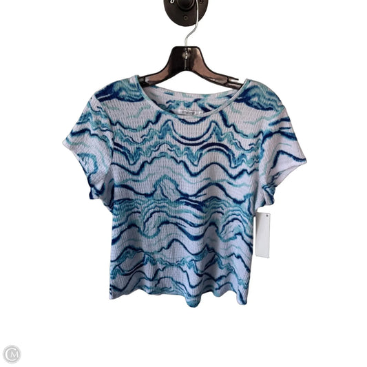 Top Short Sleeve By Chicos In Blue & White, Size: L
