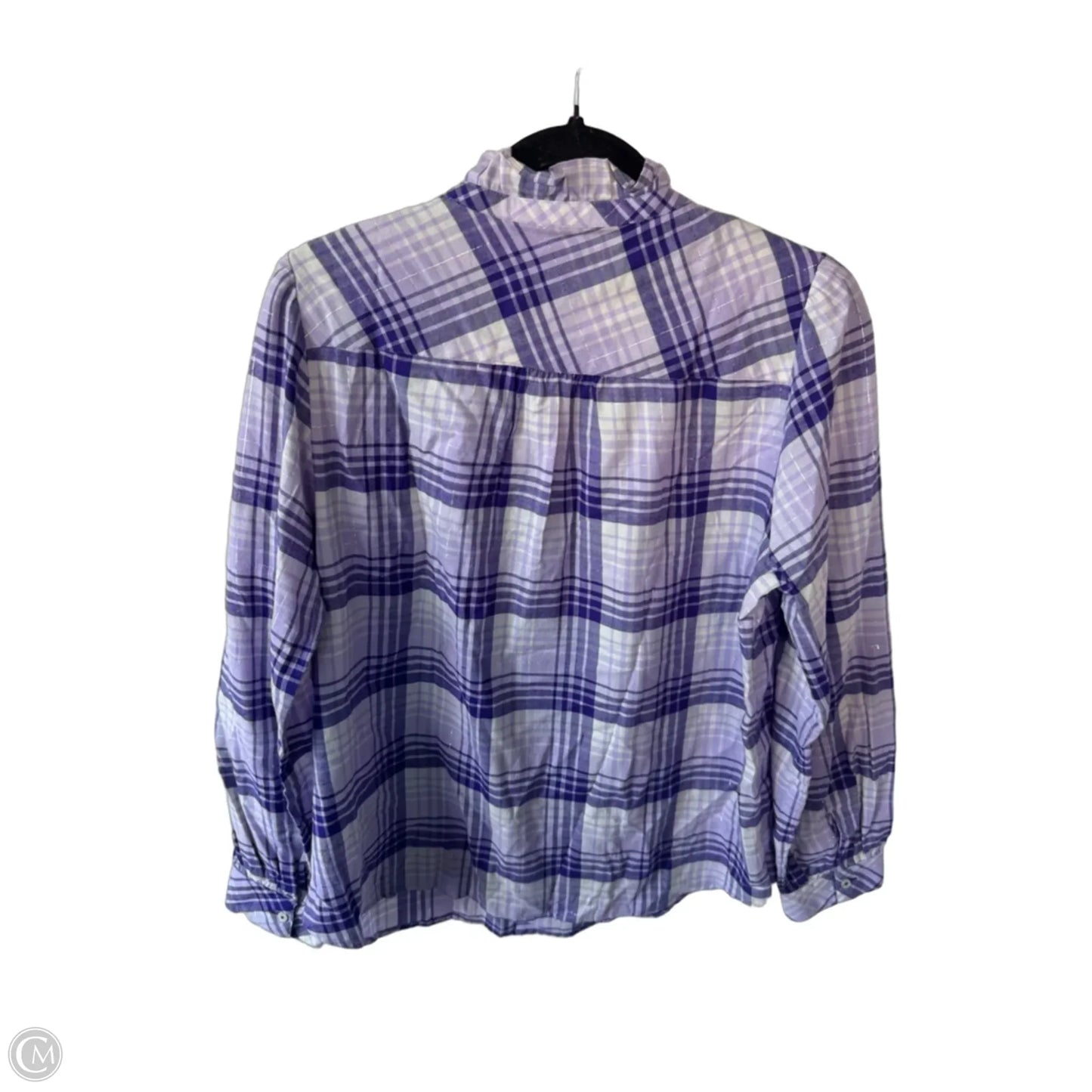 Top Long Sleeve By Talbots In Purple & White, Size: L