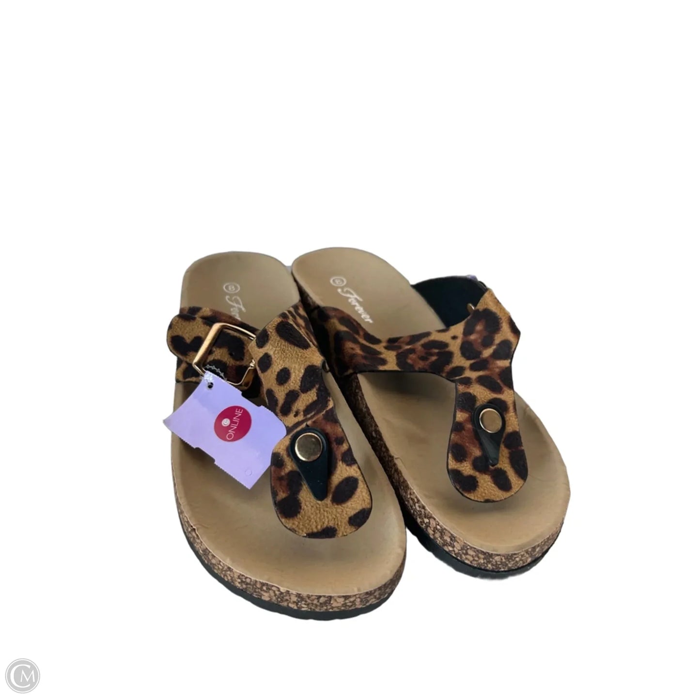 Sandals Flats By Forever In Brown & Tan, Size: 8