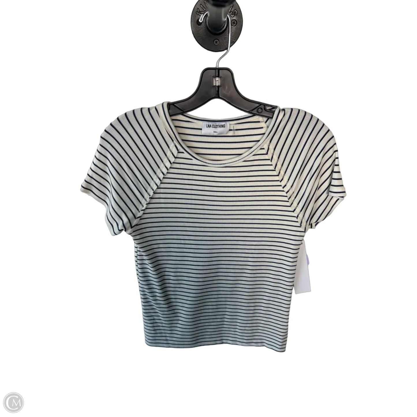 Top Short Sleeve By Lna In Black & Cream, Size: S
